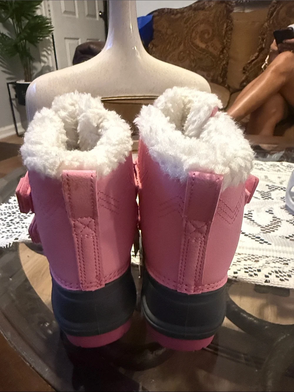 Cat & Jack Pink and Gray Girls Snow Boots